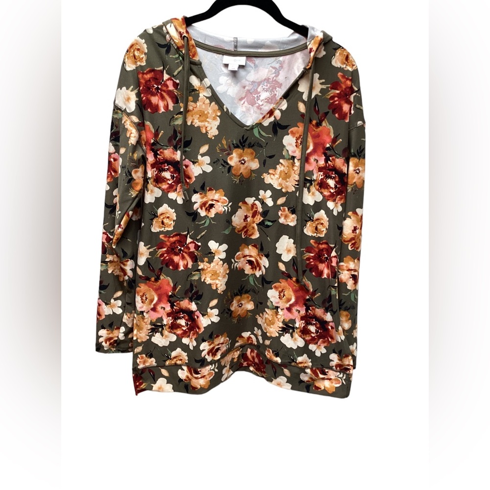 LulaRoe Eliza Gardencore medium weight hoodie pullover Fall Floral Size Medium